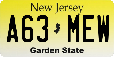 NJ license plate A63MEW