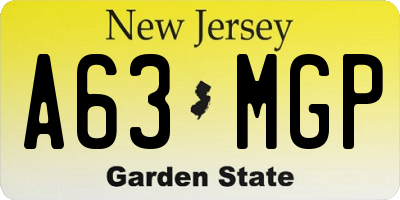 NJ license plate A63MGP