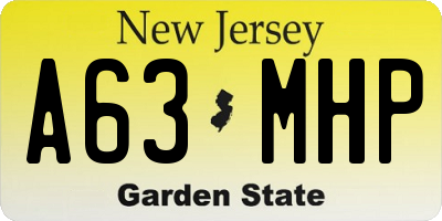 NJ license plate A63MHP