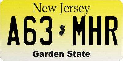 NJ license plate A63MHR