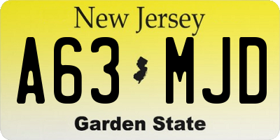 NJ license plate A63MJD