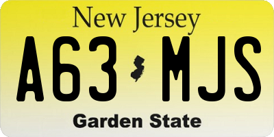 NJ license plate A63MJS