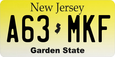 NJ license plate A63MKF