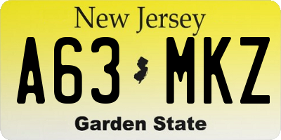 NJ license plate A63MKZ