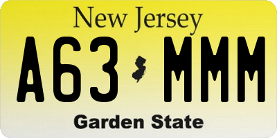 NJ license plate A63MMM