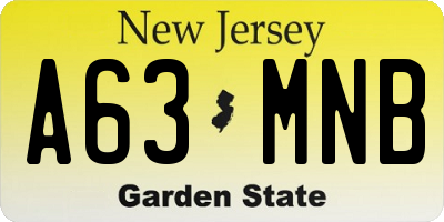 NJ license plate A63MNB