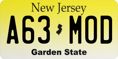 NJ license plate A63MOD