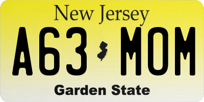 NJ license plate A63MOM