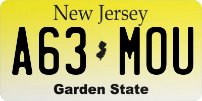 NJ license plate A63MOU