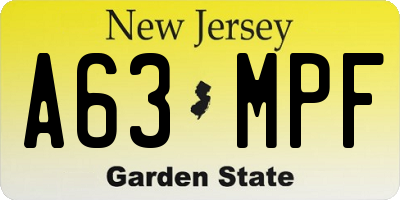 NJ license plate A63MPF