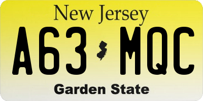 NJ license plate A63MQC