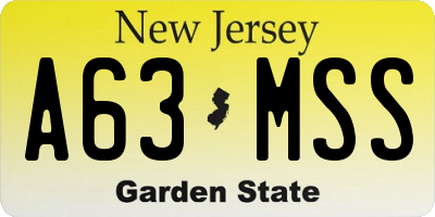 NJ license plate A63MSS