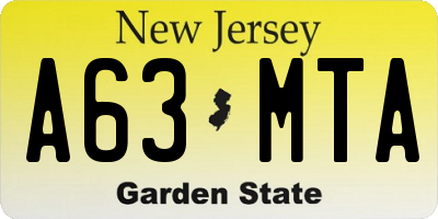 NJ license plate A63MTA