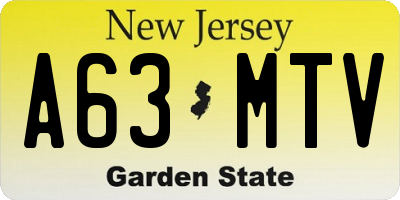 NJ license plate A63MTV