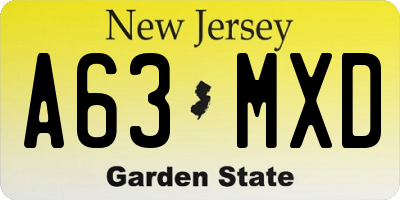 NJ license plate A63MXD