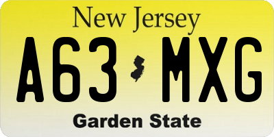 NJ license plate A63MXG