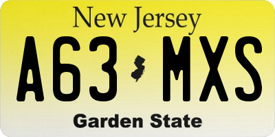 NJ license plate A63MXS