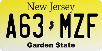 NJ license plate A63MZF