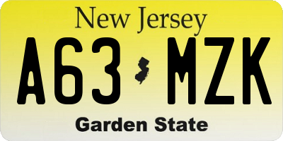 NJ license plate A63MZK