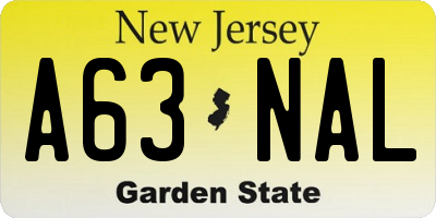 NJ license plate A63NAL