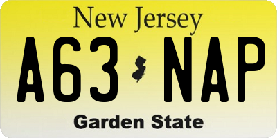 NJ license plate A63NAP