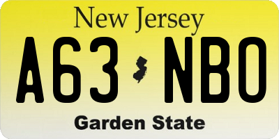 NJ license plate A63NBO