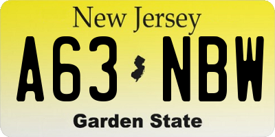 NJ license plate A63NBW