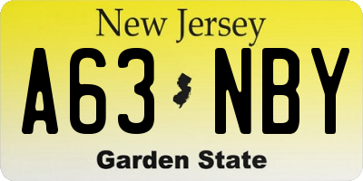 NJ license plate A63NBY