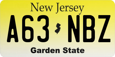 NJ license plate A63NBZ