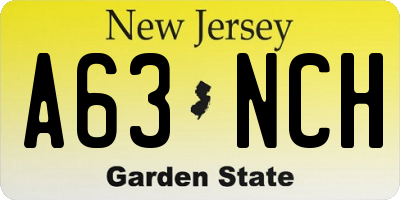 NJ license plate A63NCH