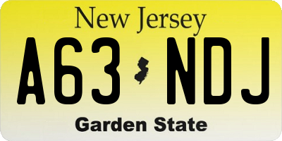 NJ license plate A63NDJ