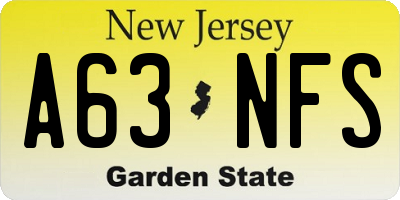 NJ license plate A63NFS
