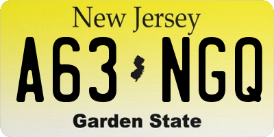 NJ license plate A63NGQ