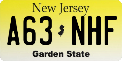 NJ license plate A63NHF