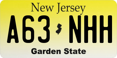 NJ license plate A63NHH
