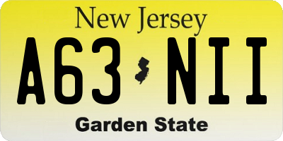 NJ license plate A63NII