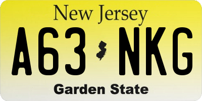 NJ license plate A63NKG