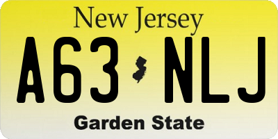 NJ license plate A63NLJ