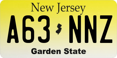 NJ license plate A63NNZ