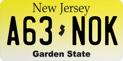 NJ license plate A63NOK