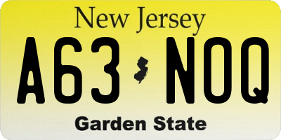 NJ license plate A63NOQ