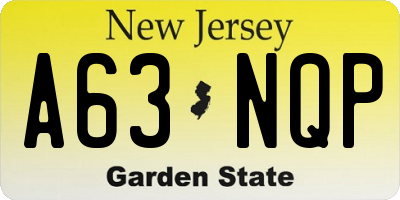 NJ license plate A63NQP