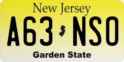 NJ license plate A63NSO