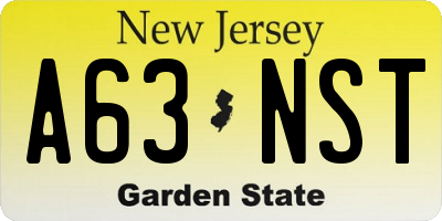 NJ license plate A63NST