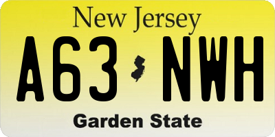 NJ license plate A63NWH