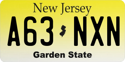 NJ license plate A63NXN