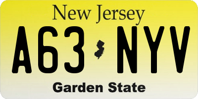 NJ license plate A63NYV