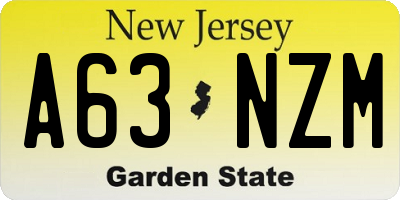 NJ license plate A63NZM