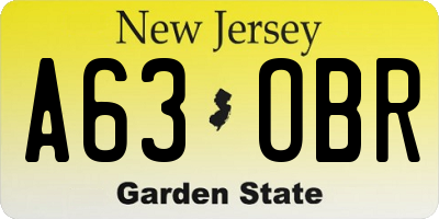 NJ license plate A63OBR