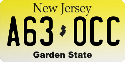 NJ license plate A63OCC